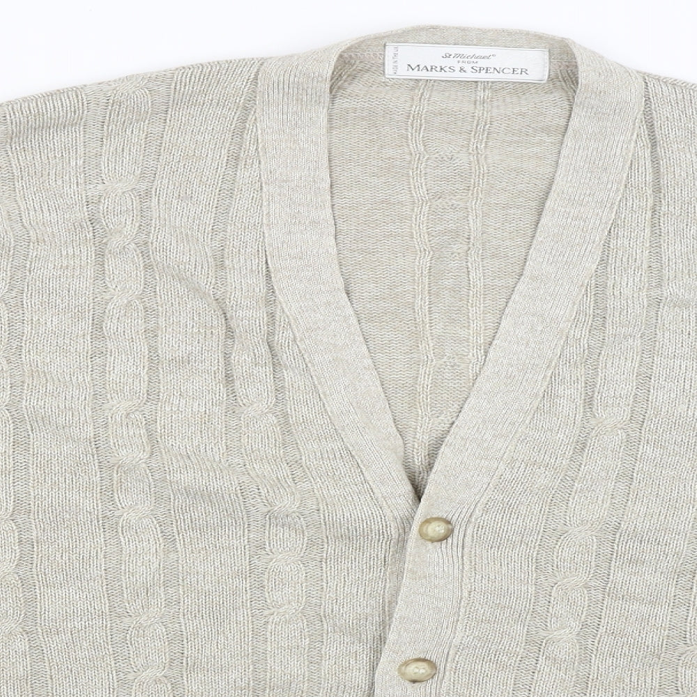 St Michael Mens Beige   Cardigan Jumper Size XL