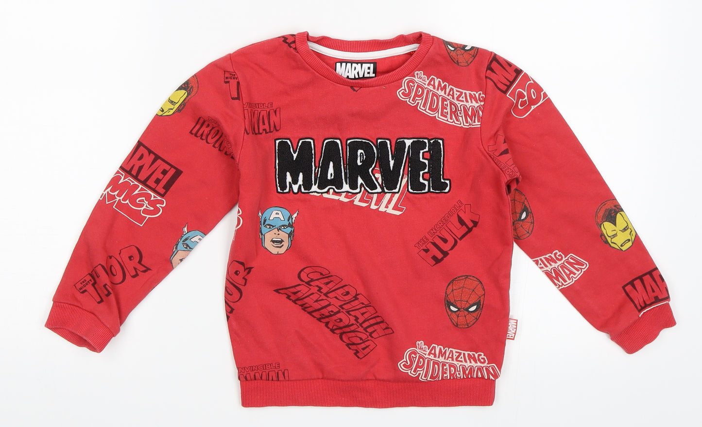 Marvel Boys Red   Pullover Sweatshirt Size 4-5 Years  - Marvel Superheroes