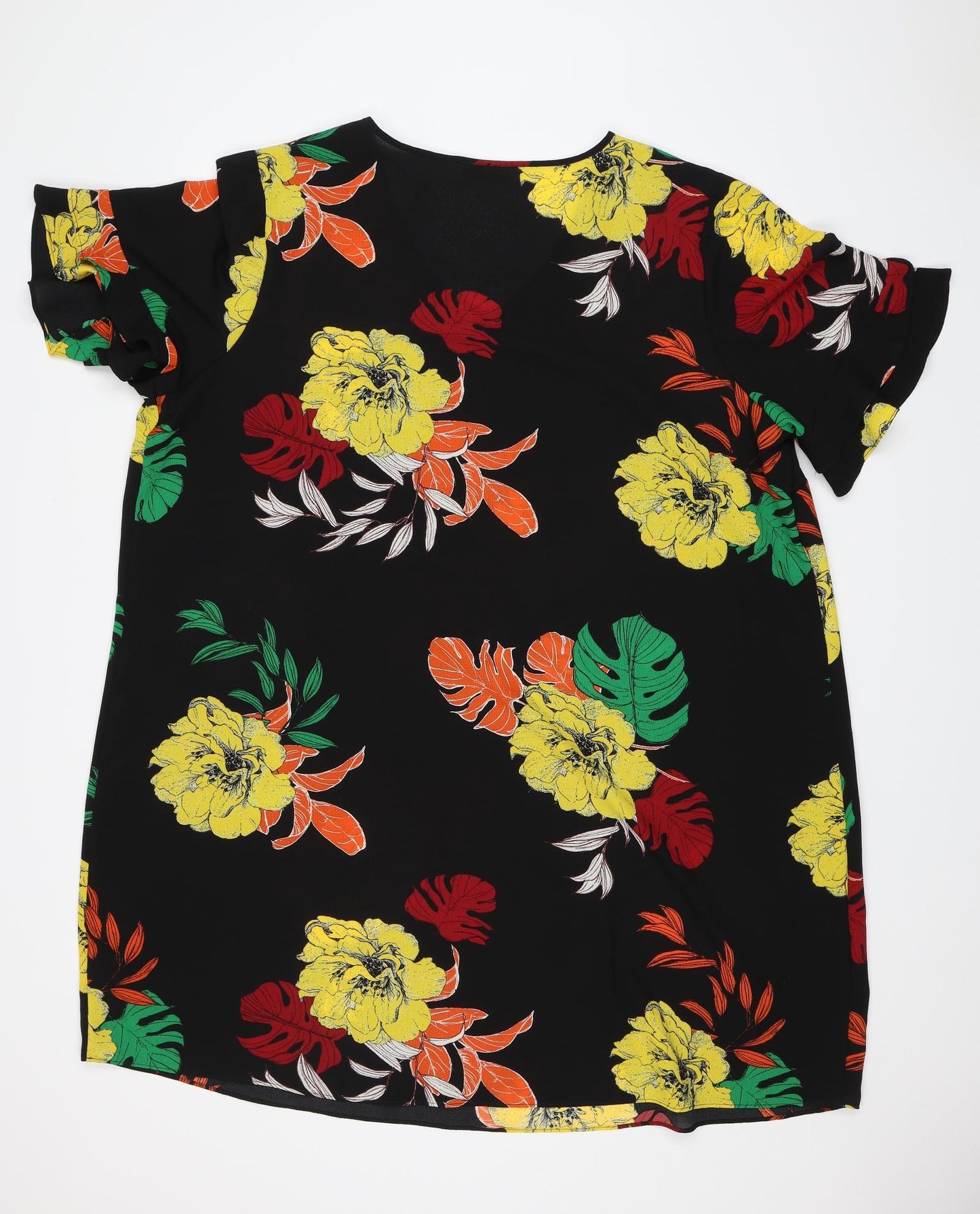 Papaya Womens Black Floral  Tunic Blouse Size 26