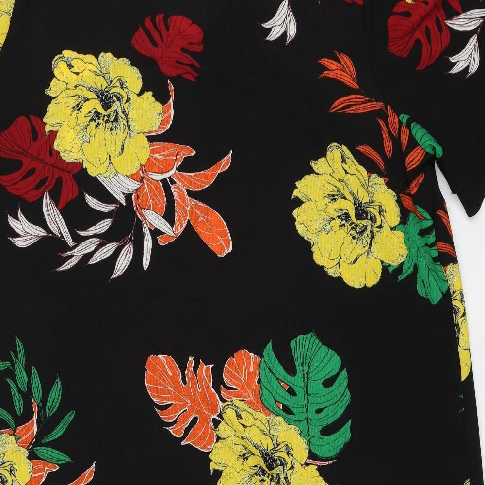 Papaya Womens Black Floral  Tunic Blouse Size 26