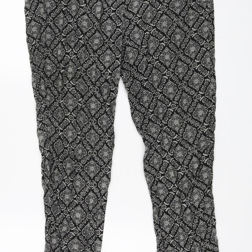 Autonomy Womens Black Geometric  Harem Trousers Size 12 L27 in