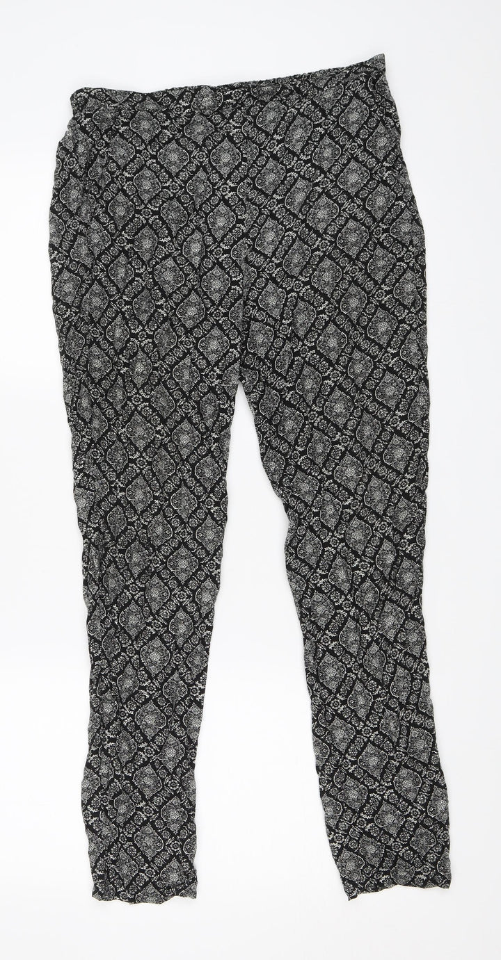Autonomy Womens Black Geometric Harem Trousers Size 12 L27 in