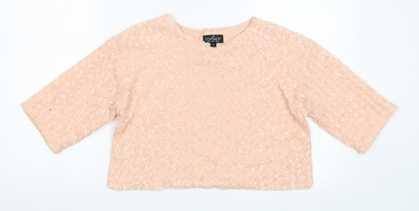 Topshop Womens Pink   Cropped Blouse Size 8