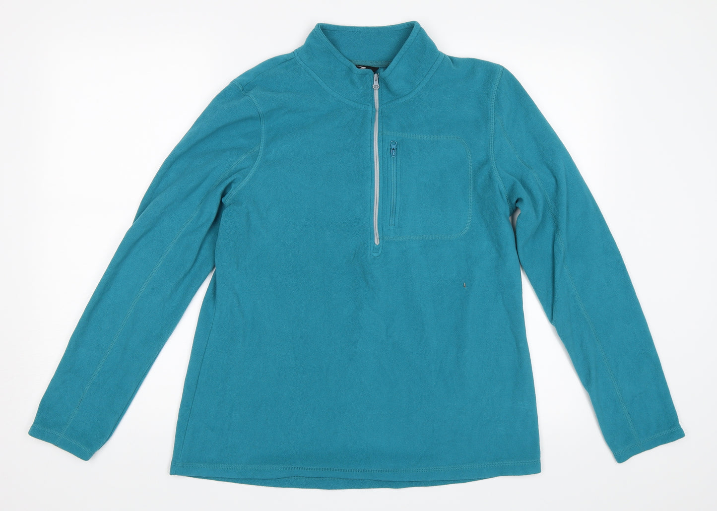Crane Womens Blue  Fleece Henley Sweatshirt Size 14