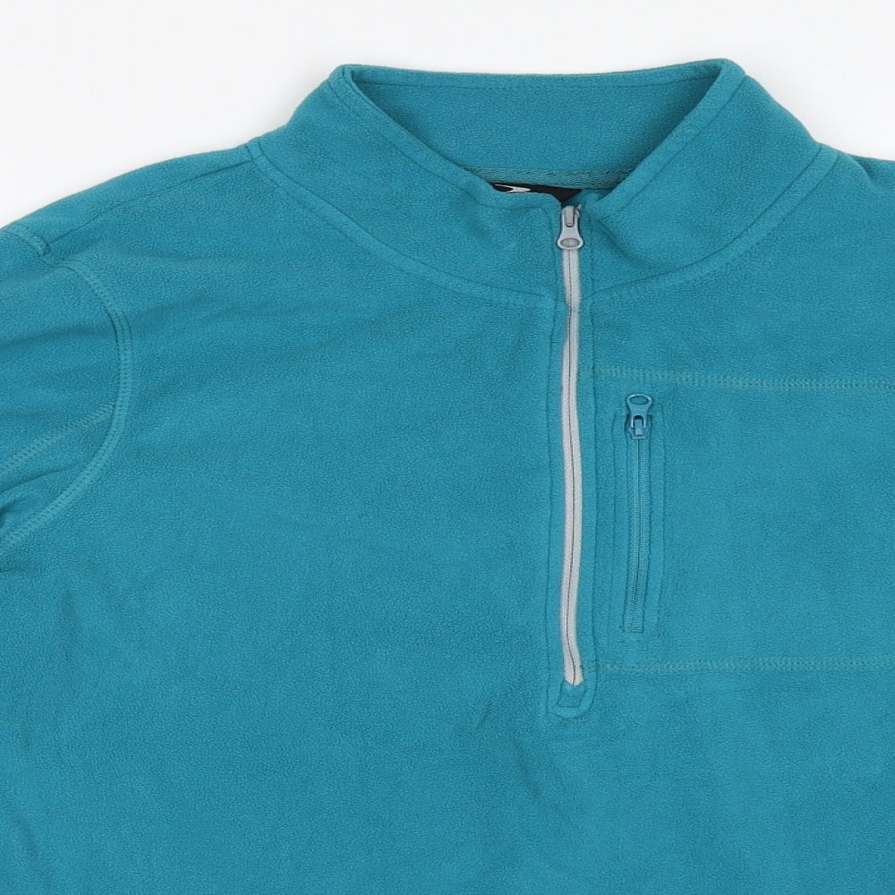 Crane Womens Blue  Fleece Henley Sweatshirt Size 14