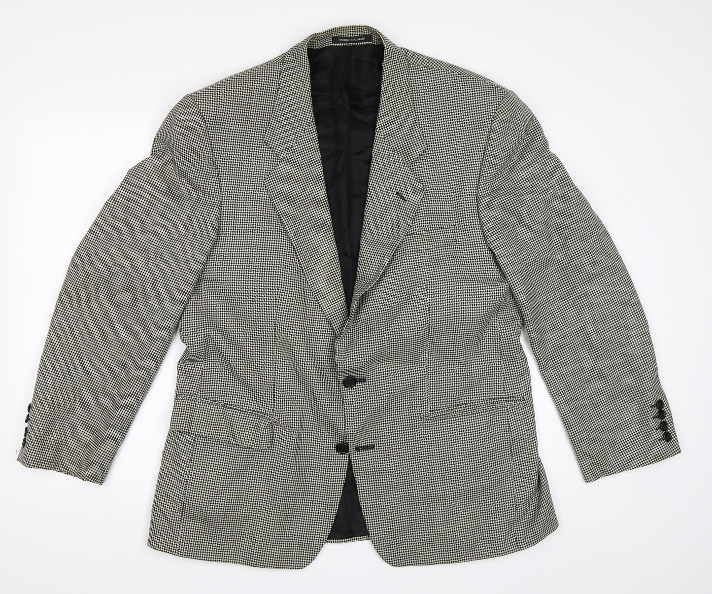 Pierre Balmain Mens Beige Houndstooth  Jacket Blazer Size 40