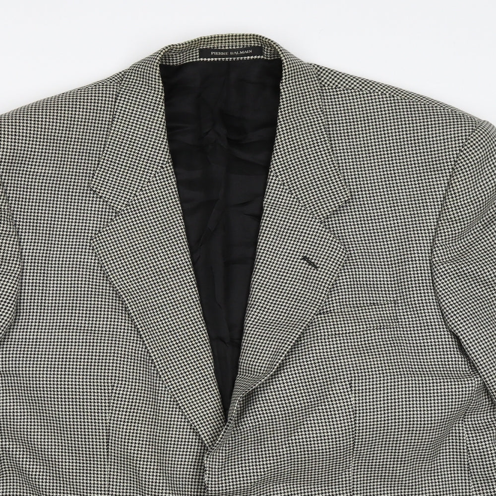 Pierre Balmain Mens Beige Houndstooth  Jacket Blazer Size 40
