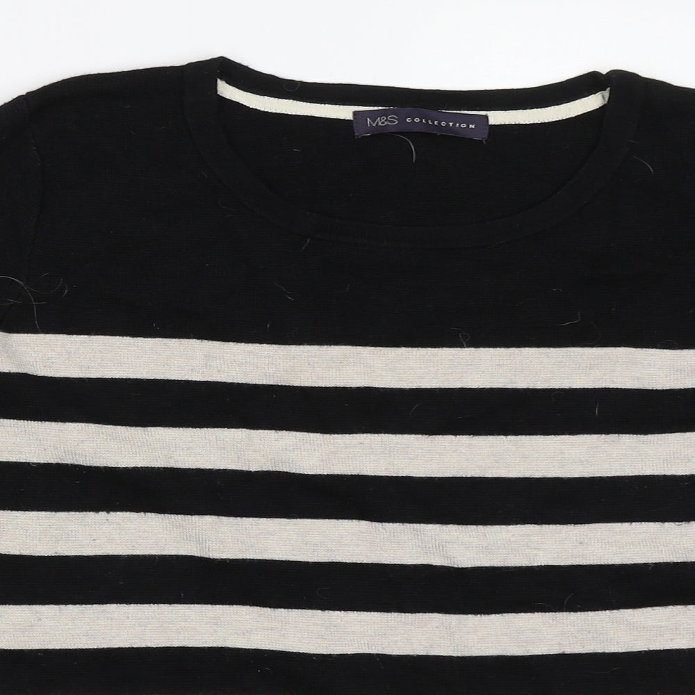 Marks and Spencer Womens Black Striped  Pullover Jumper Size 16