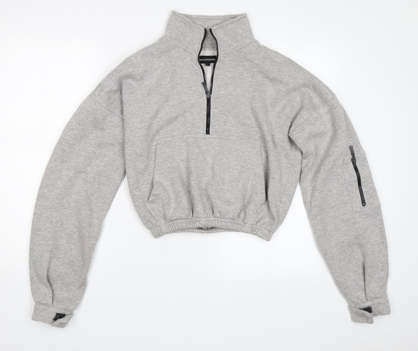 PRETTYLITTLETHING Womens Grey   Henley Sweatshirt Size S