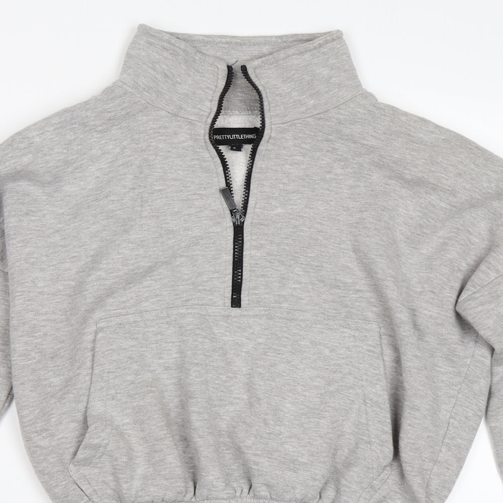 PRETTYLITTLETHING Womens Grey   Henley Sweatshirt Size S
