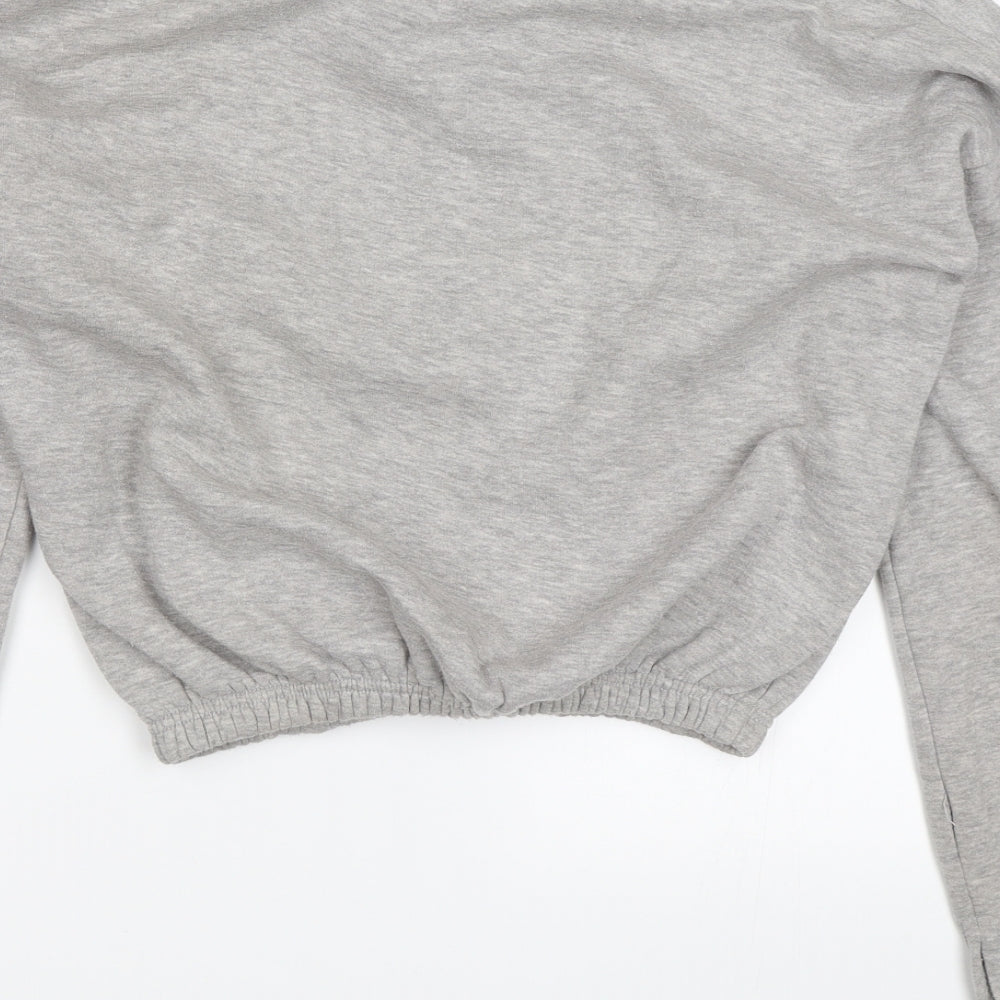 PRETTYLITTLETHING Womens Grey   Henley Sweatshirt Size S