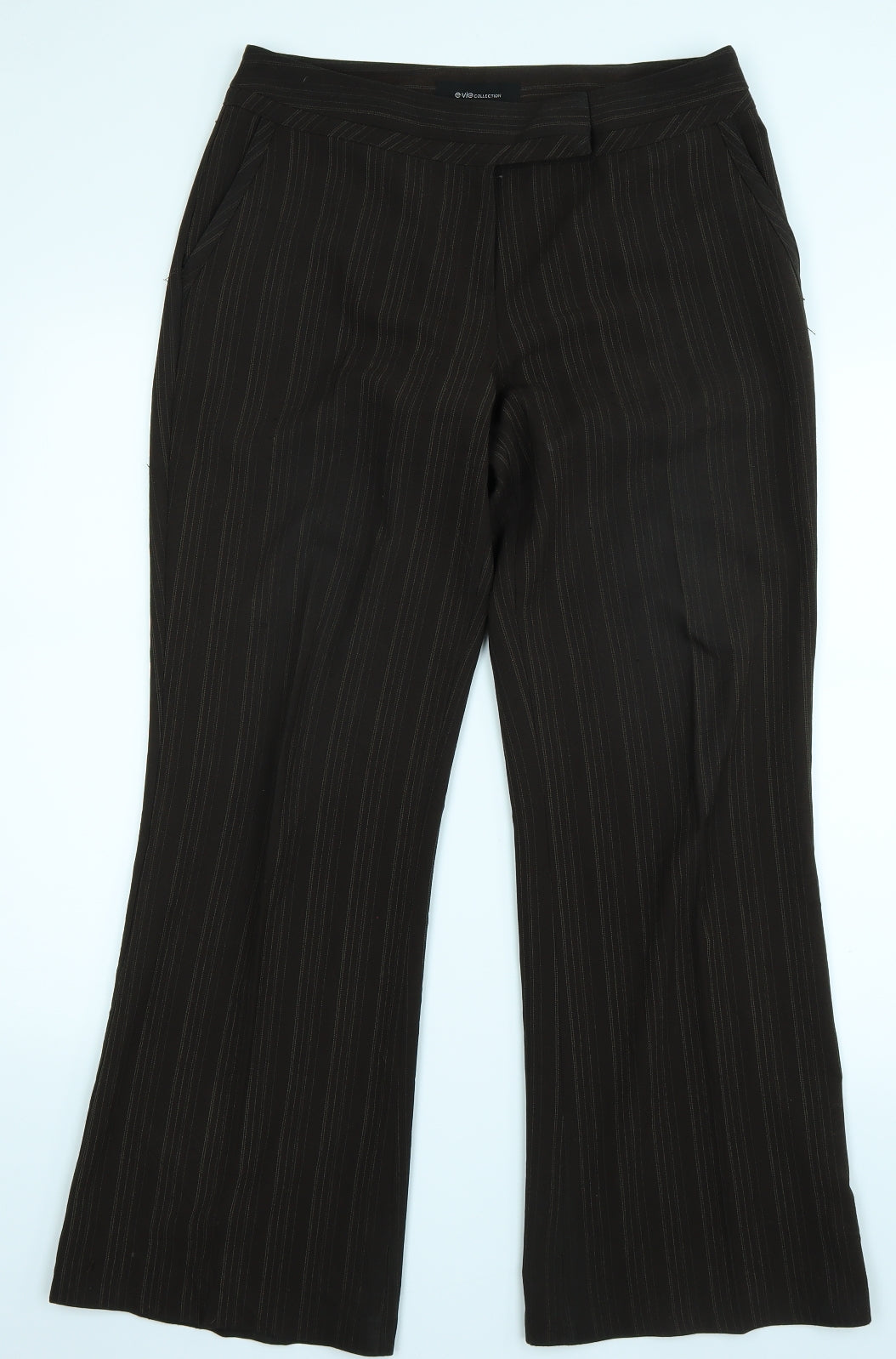 evie Womens Brown Striped  Trousers  Size 10 L30.5 in