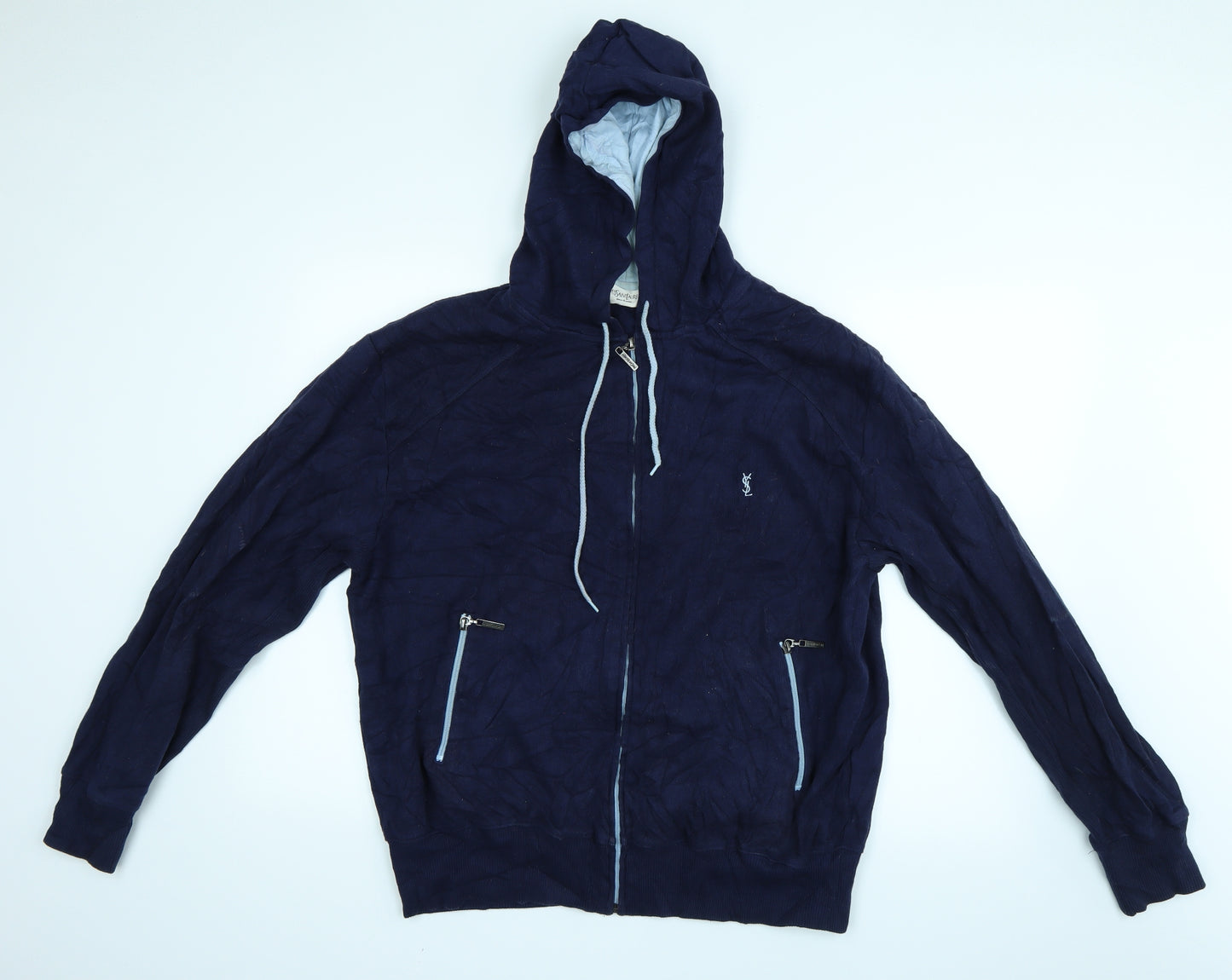 Yves Saint Laurent Womens Blue   Full Zip Hoodie Size XL