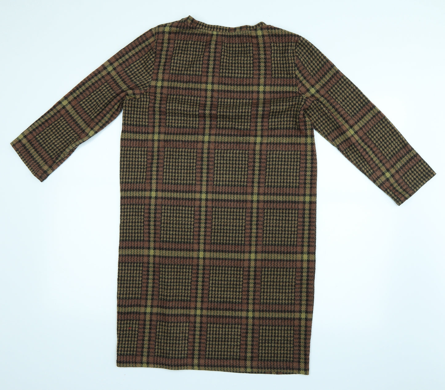 TU Womens Brown Plaid  T-Shirt Dress  Size 10