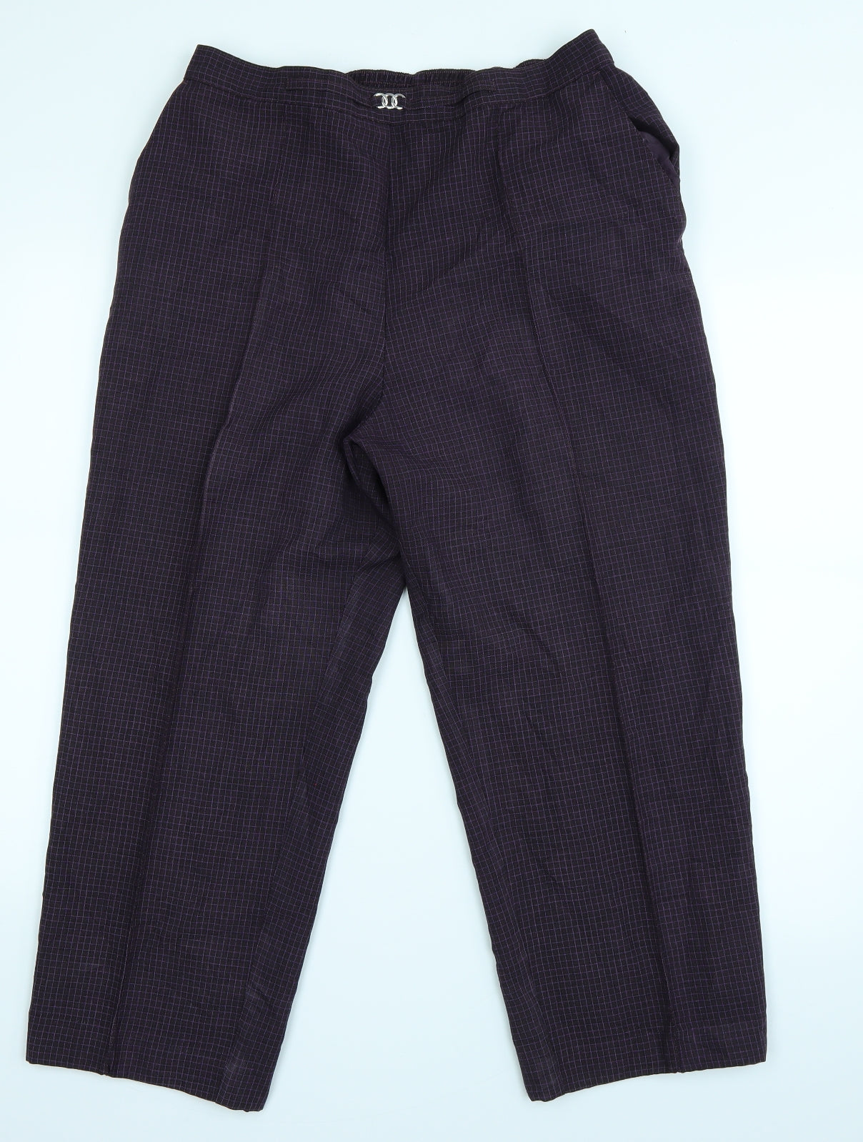 Marks and Spencer Womens Purple Check  Trousers  Size 18 L24 in
