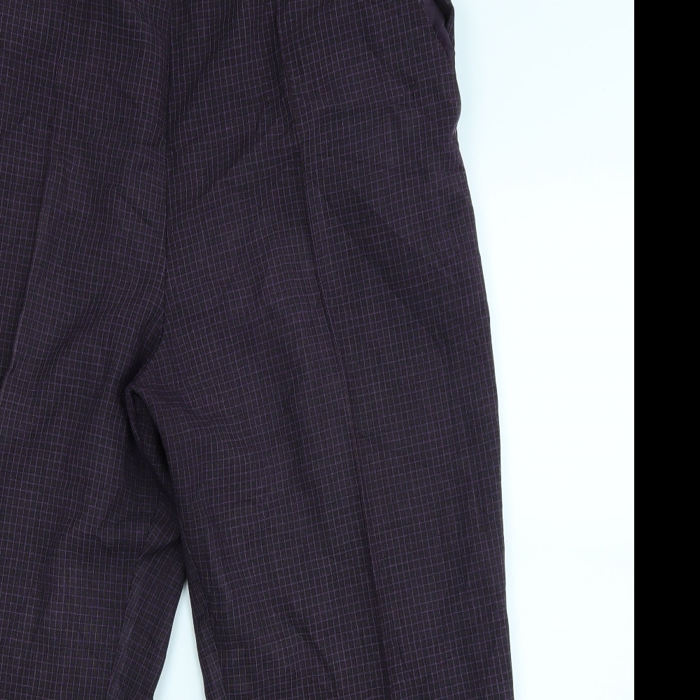 Marks and Spencer Womens Purple Check  Trousers  Size 18 L24 in