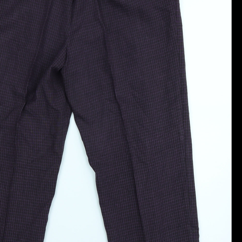 Marks and Spencer Womens Purple Check  Trousers  Size 18 L24 in