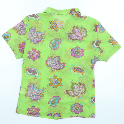 Preworn Womens Green Paisley  Basic Button-Up Size 16