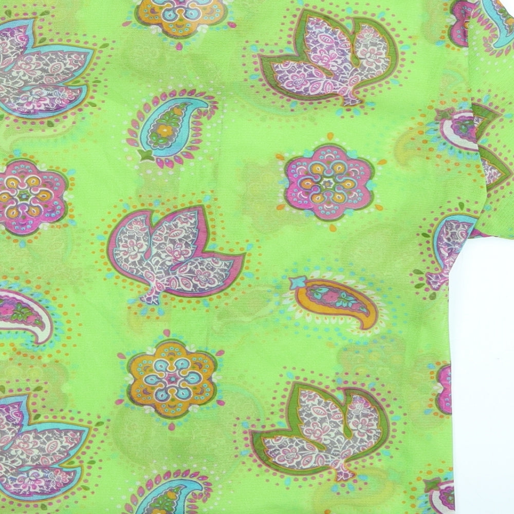 Preworn Womens Green Paisley  Basic Button-Up Size 16