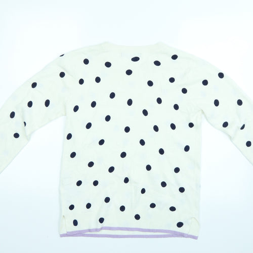 Marks and Spencer Womens White Polka Dot  Pullover Jumper Size 10