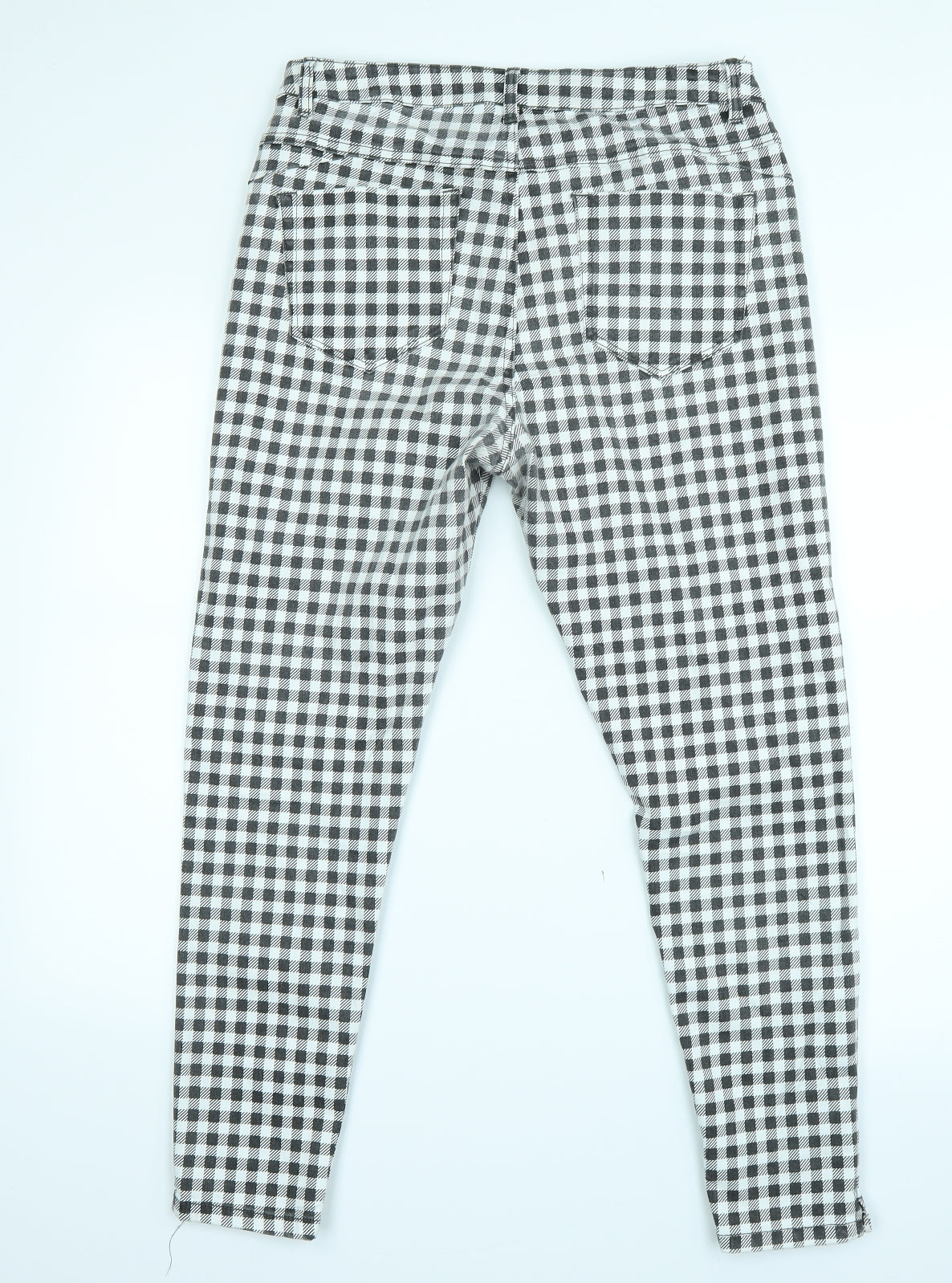 Primark Womens White Check Denim Skinny Jeans Size 16 L26 in