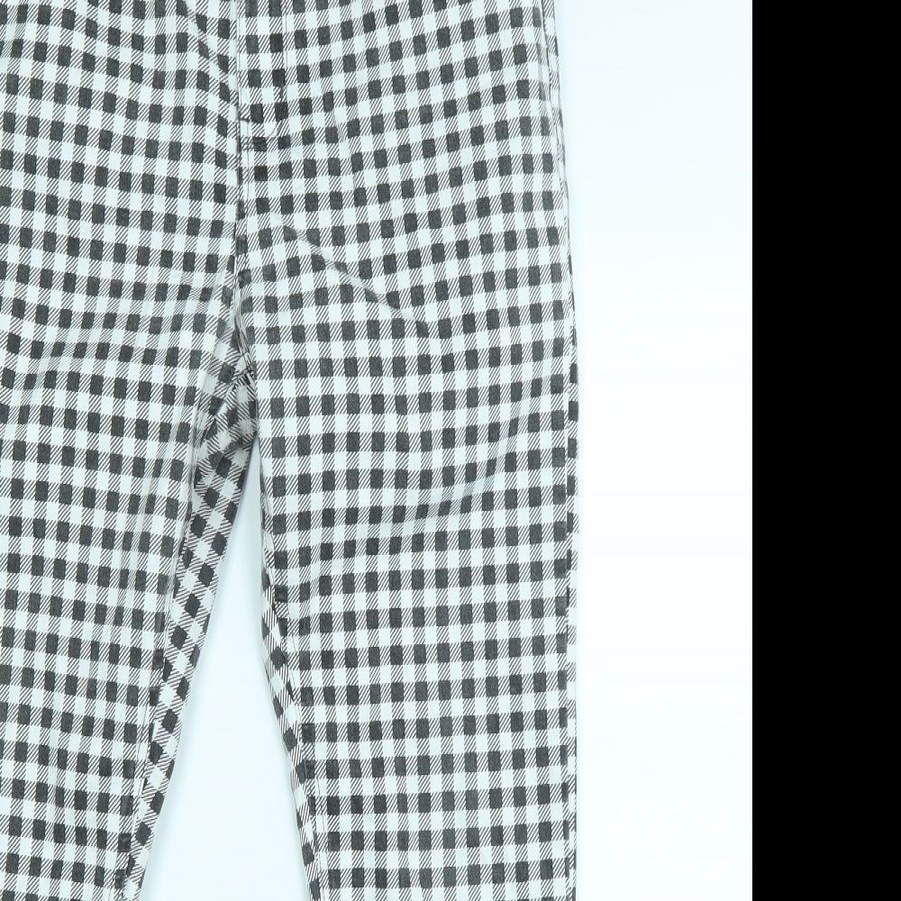 Primark Womens White Check Denim Skinny Jeans Size 16 L26 in