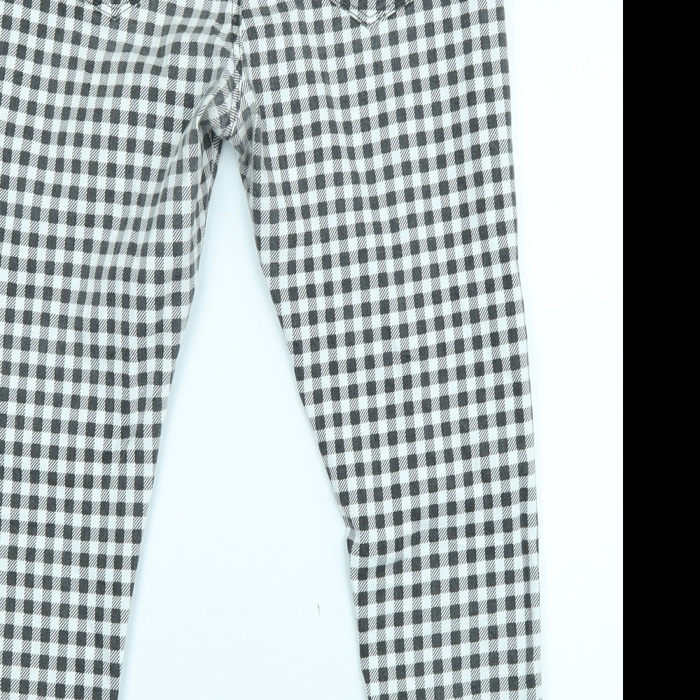Primark Womens White Check Denim Skinny Jeans Size 16 L26 in