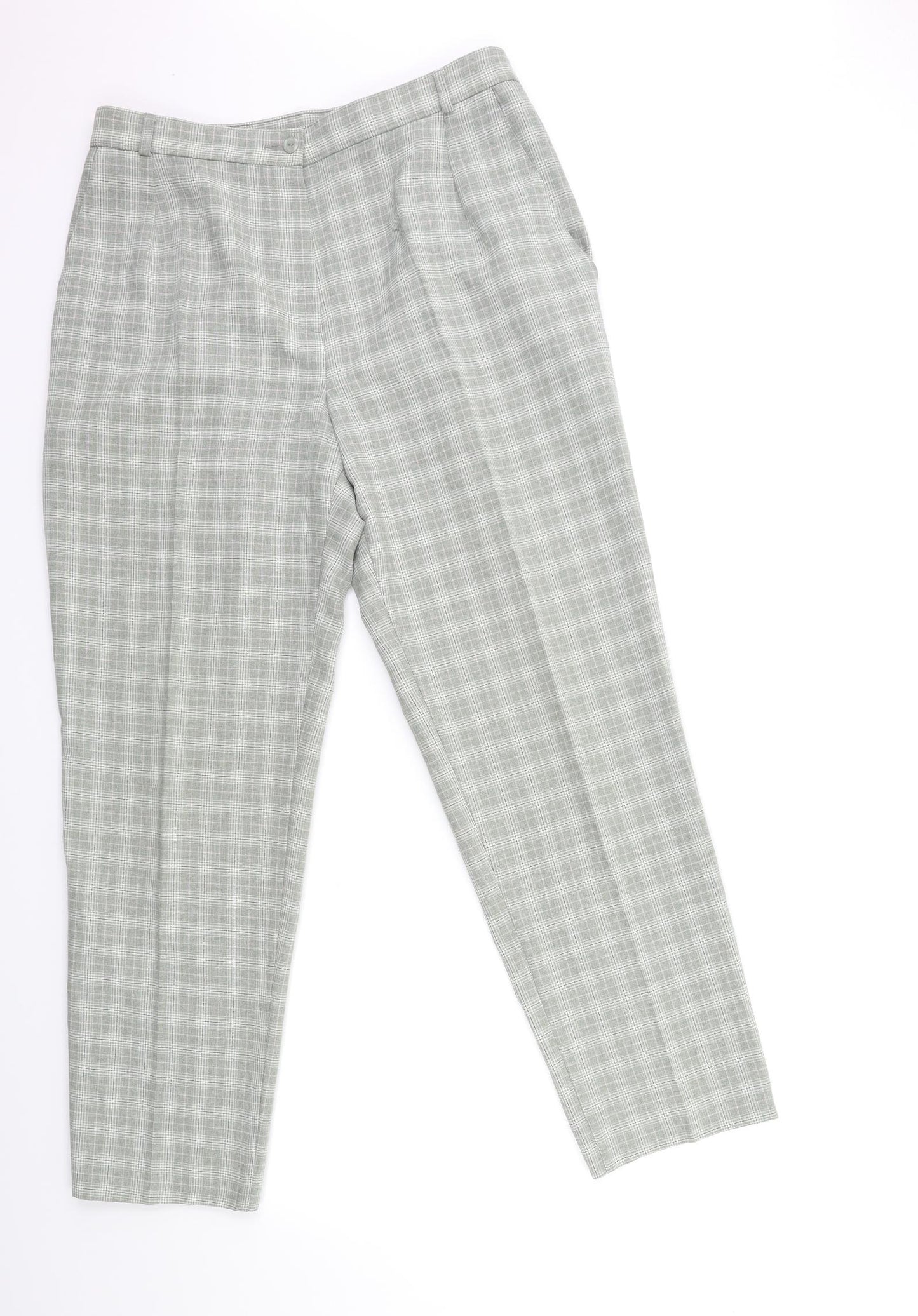 Marks and Spencer Womens Green Check  Trousers  Size 14 L29 in
