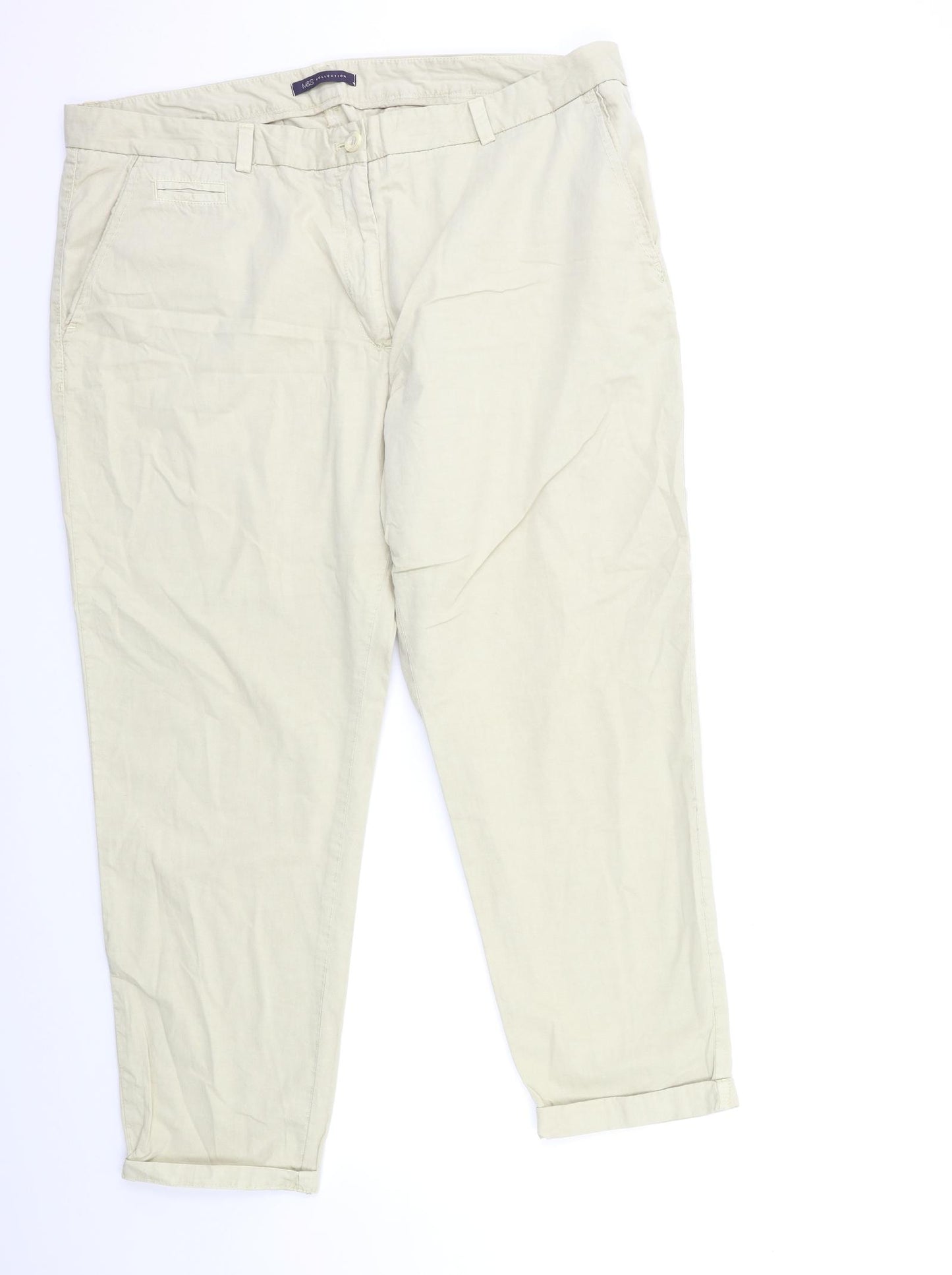 Marks and Spencer Womens Beige   Chino Trousers Size 20 L28 in
