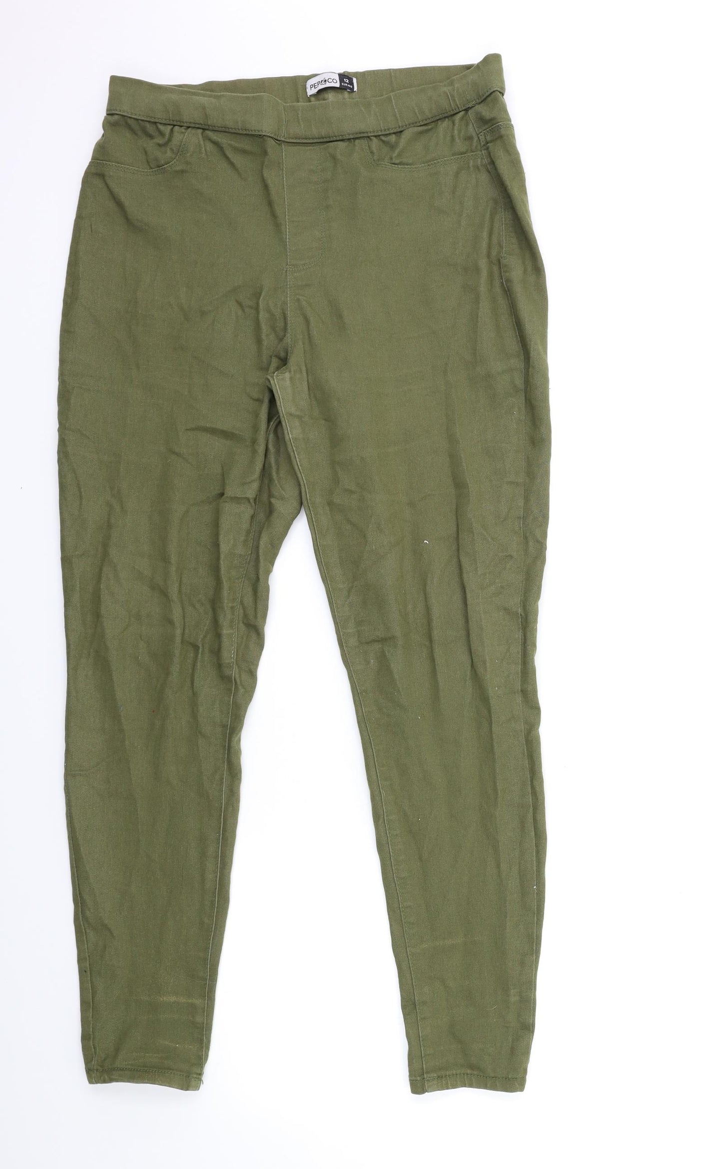 PEP&CO Womens Green  Denim Jegging Jeans Size 12 L28 in