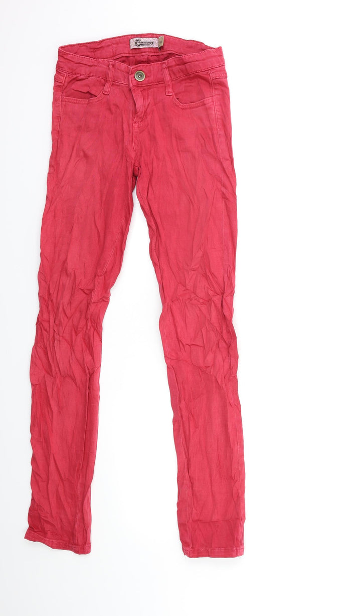 Stradivarius Womens Red Denim Skinny Jeans Size 8 L30 in