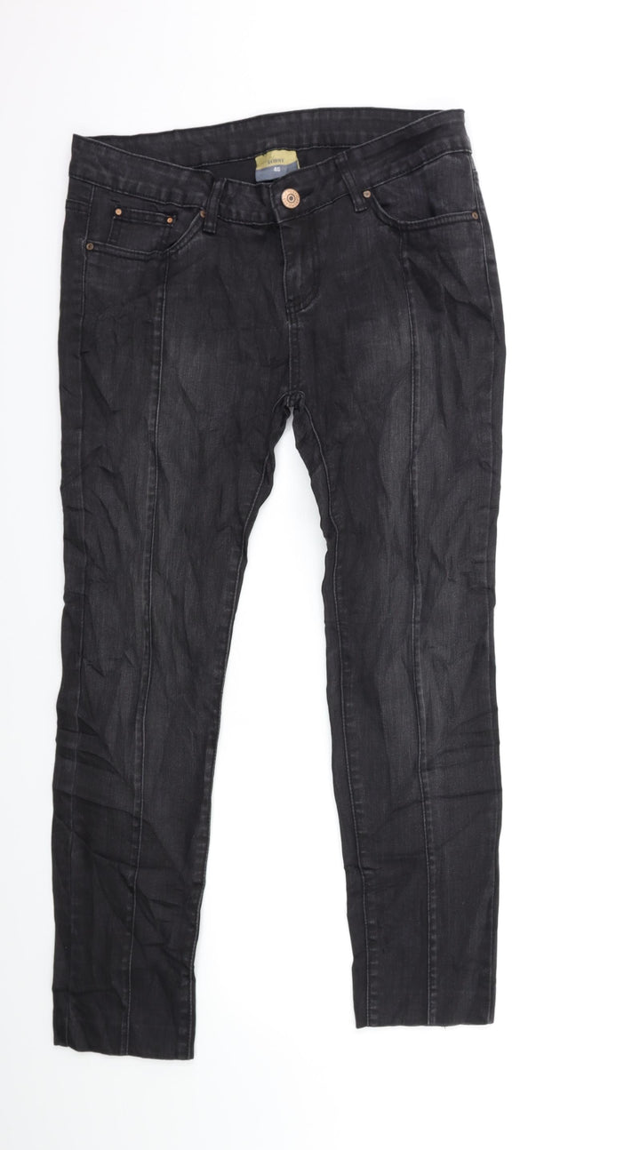 Preworn Womens Black Denim Skinny Jeans Size 12 L28 in