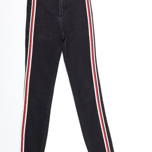 Zara Womens Black Striped Denim Skinny Jeans Size 6 L27 in