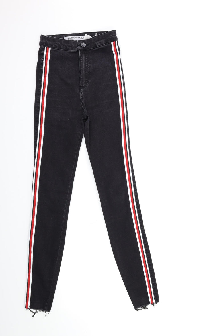 Zara Womens Black Striped Denim Skinny Jeans Size 6 L27 in