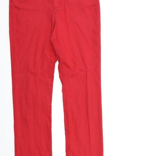 BASSINI Womens Red  Denim Skinny Jeans Size 8 L26 in