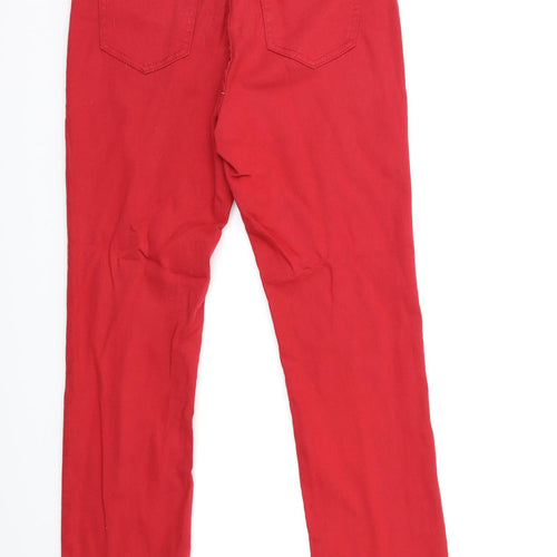 BASSINI Womens Red  Denim Skinny Jeans Size 8 L26 in