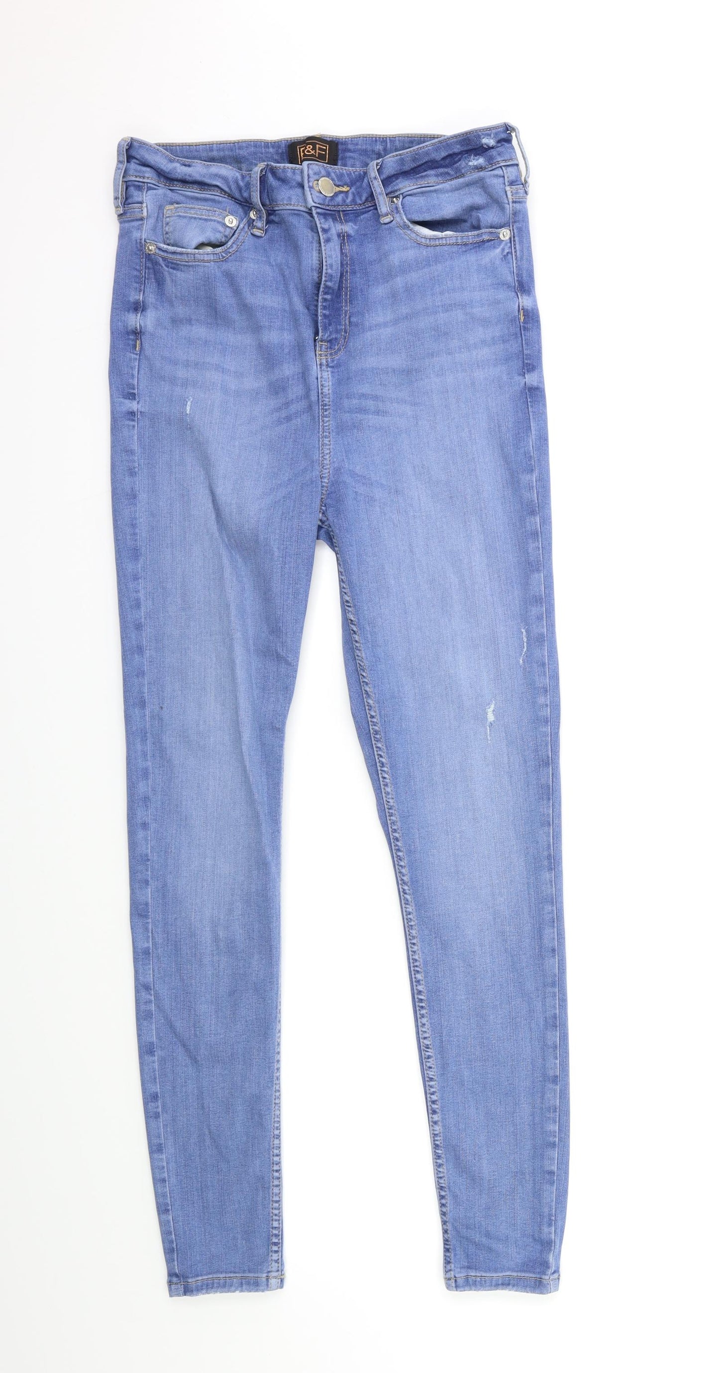 F&F Womens Blue  Denim Skinny Jeans Size 12 L28 in