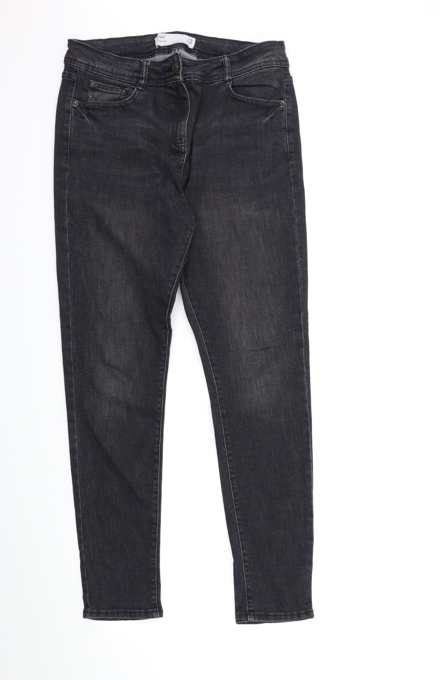 NEXT Womens Black  Denim Skinny Jeans Size 12 L29 in