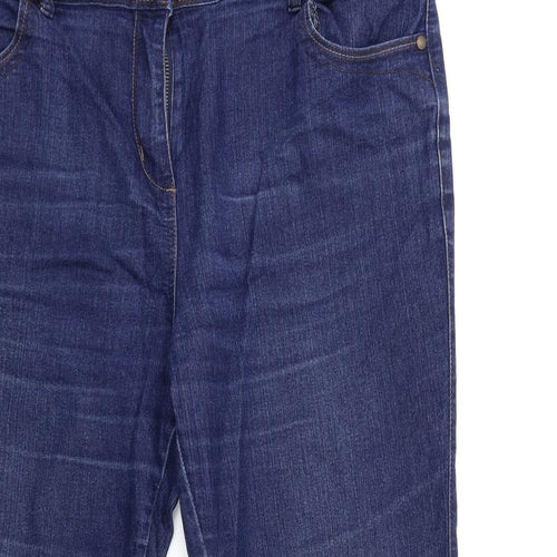 M&Co Womens Blue  Denim Flared Jeans Size 18 L29 in