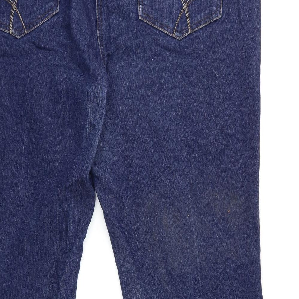 M&Co Womens Blue  Denim Flared Jeans Size 18 L29 in