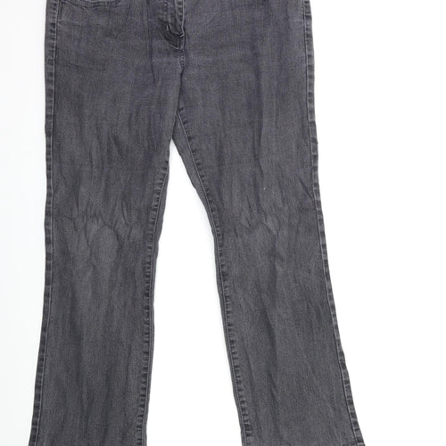 Preworn Womens Grey  Denim Straight Jeans Size 14 L29 in