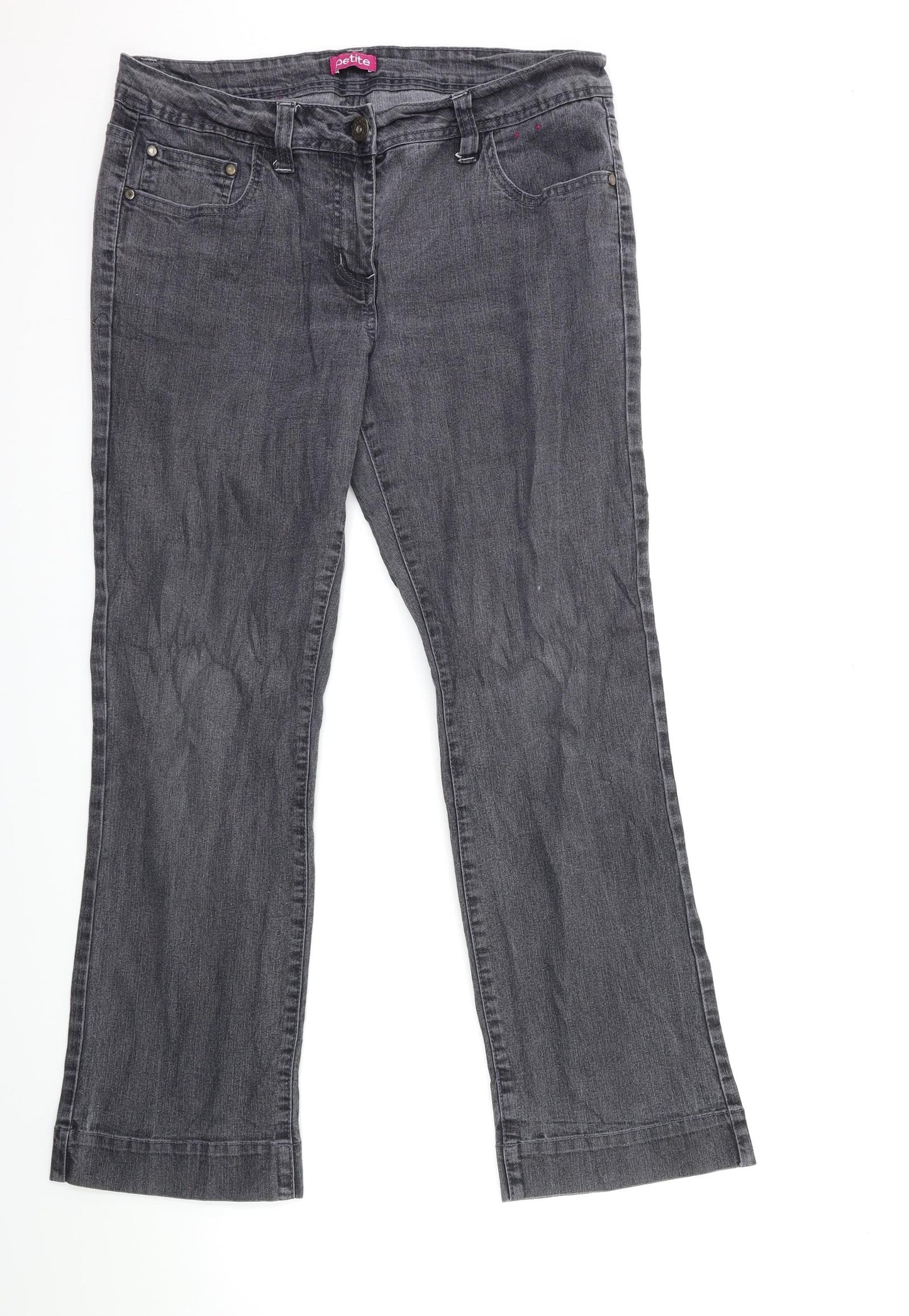 Preworn Womens Grey  Denim Straight Jeans Size 14 L29 in