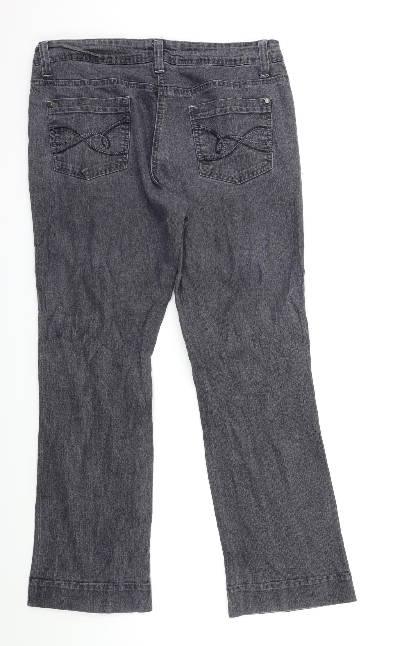Preworn Womens Grey  Denim Straight Jeans Size 14 L29 in