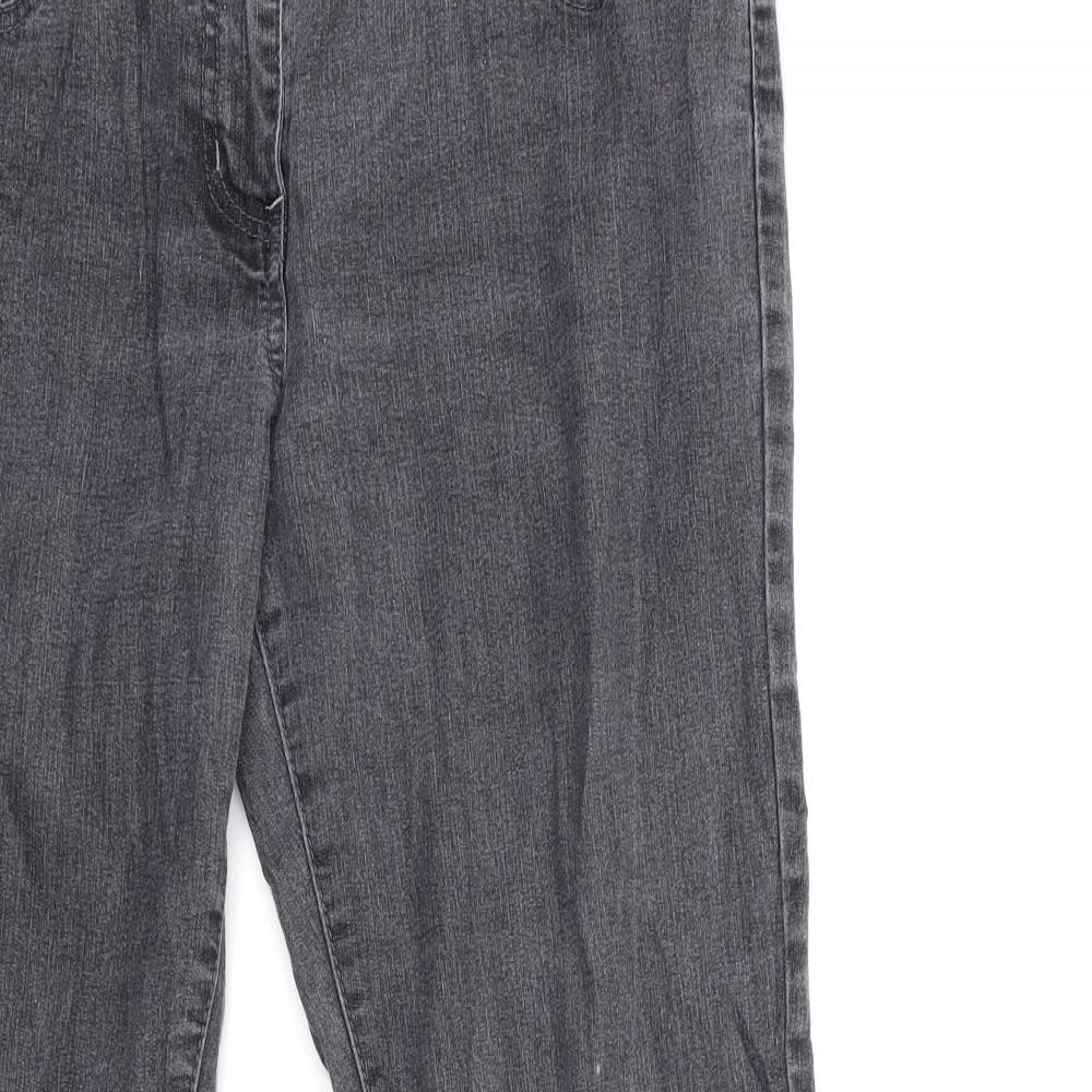 Preworn Womens Grey  Denim Straight Jeans Size 14 L29 in