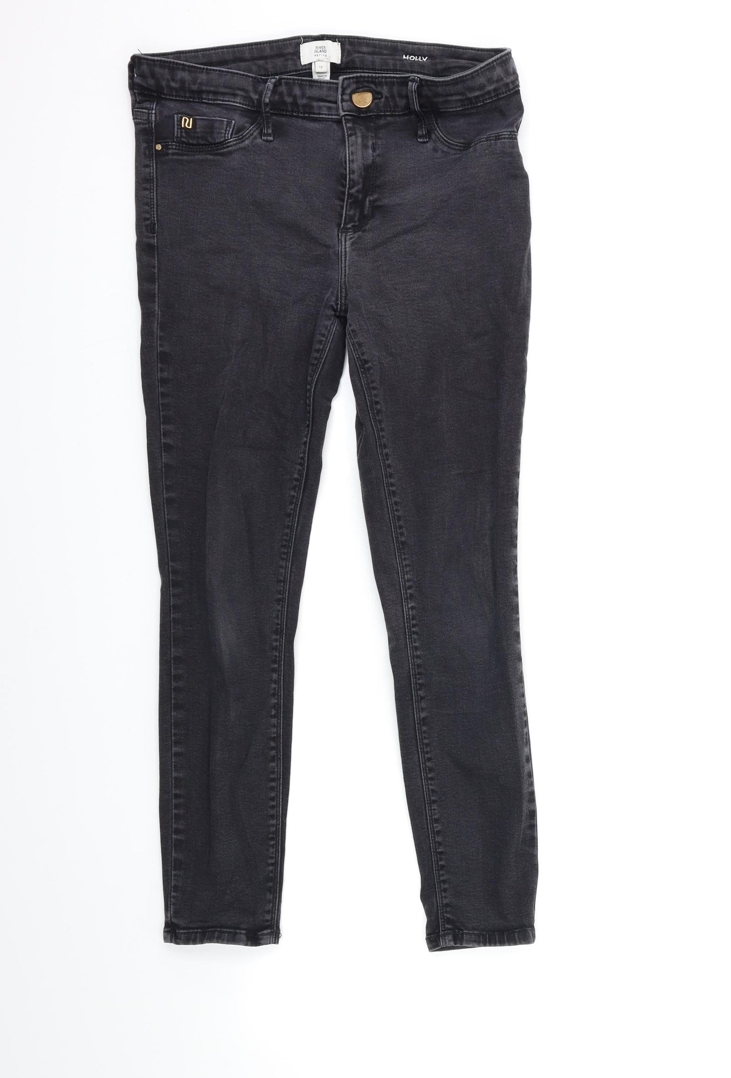 River Island Womens Grey  Denim Skinny Jeans Size 12 L25 in
