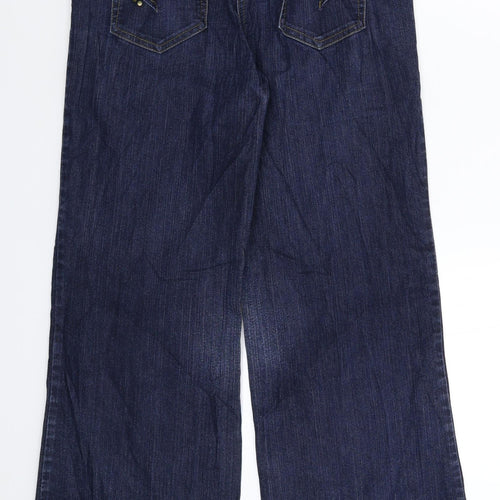 Wallis Womens Blue  Denim Wide-Leg Jeans Size 10 L28 in