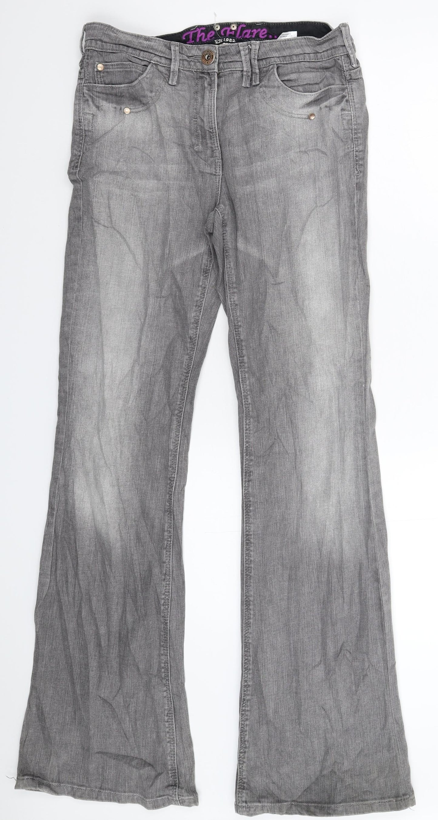 NEXT Womens Grey  Denim Flared Jeans Size 10 L33 in