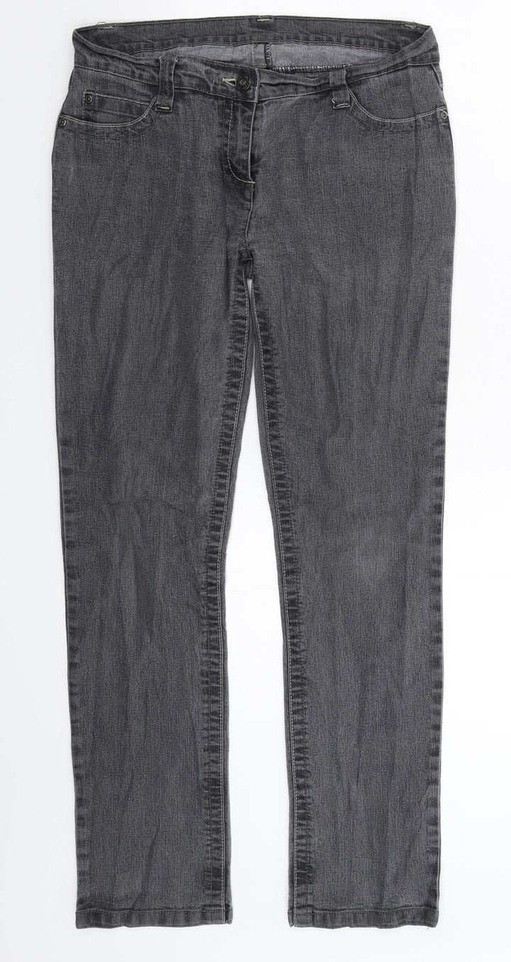Dorothy Perkins Womens Grey Denim Skinny Jeans Size 12 L29 in