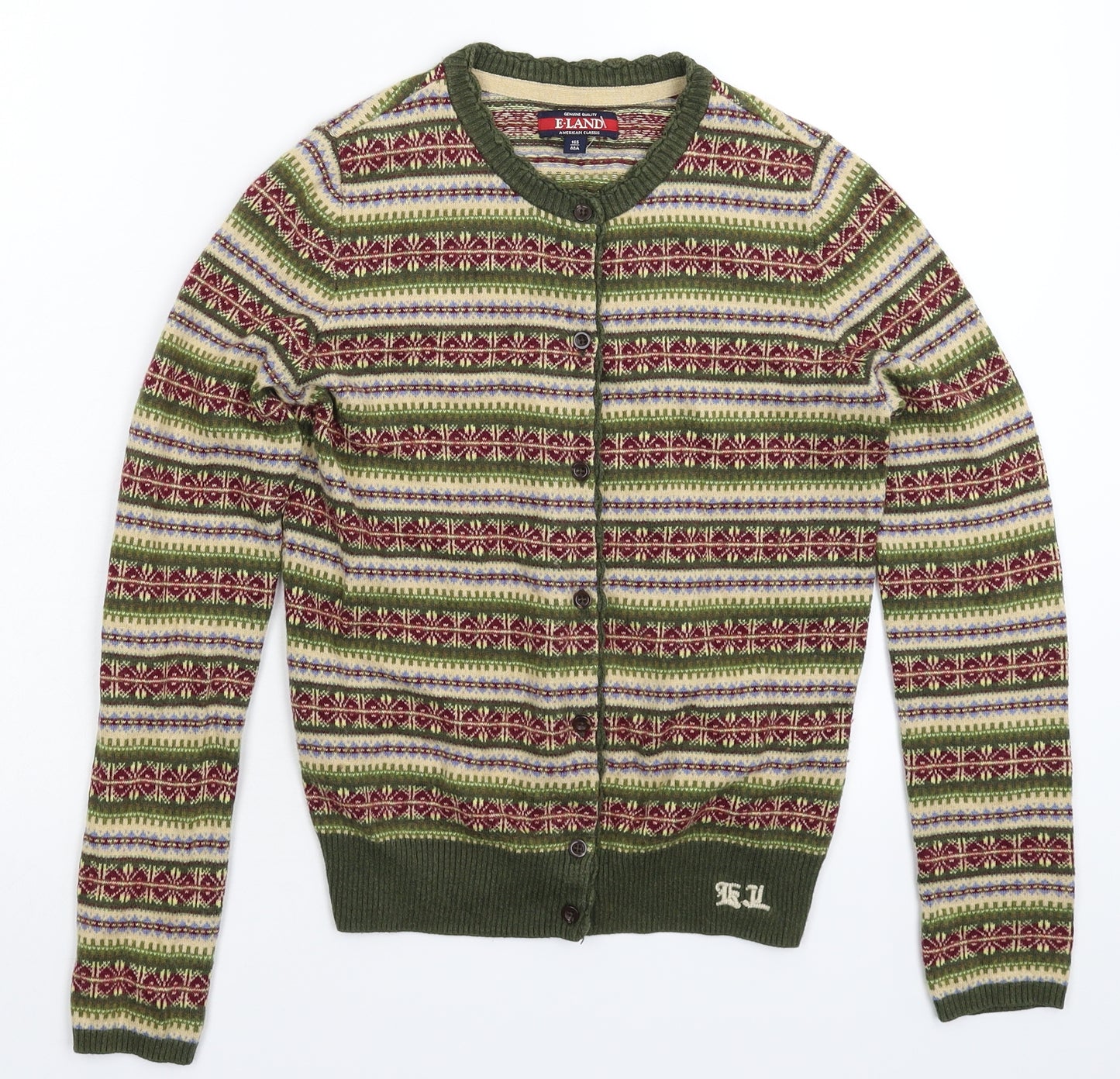 Elanda Womens Multicoloured Geometric Knit Cardigan Jumper Size S