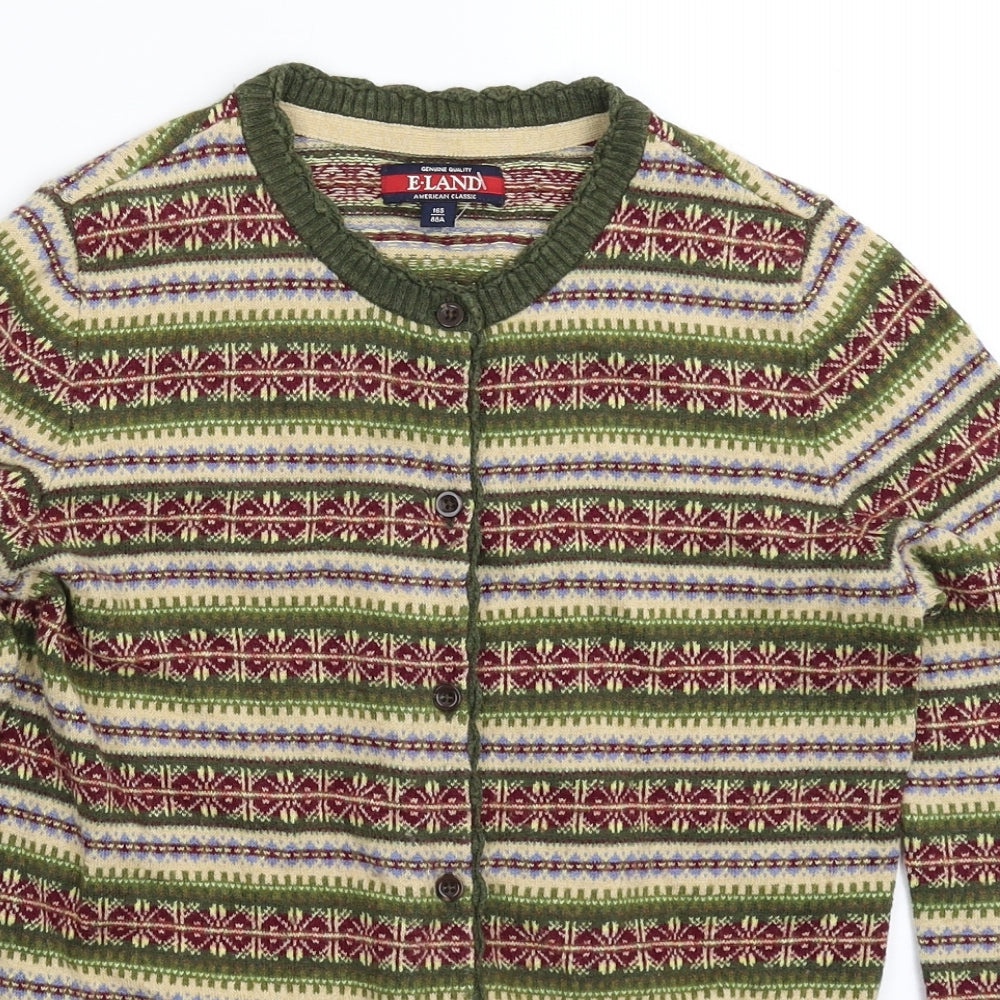 Elanda Womens Multicoloured Geometric Knit Cardigan Jumper Size S